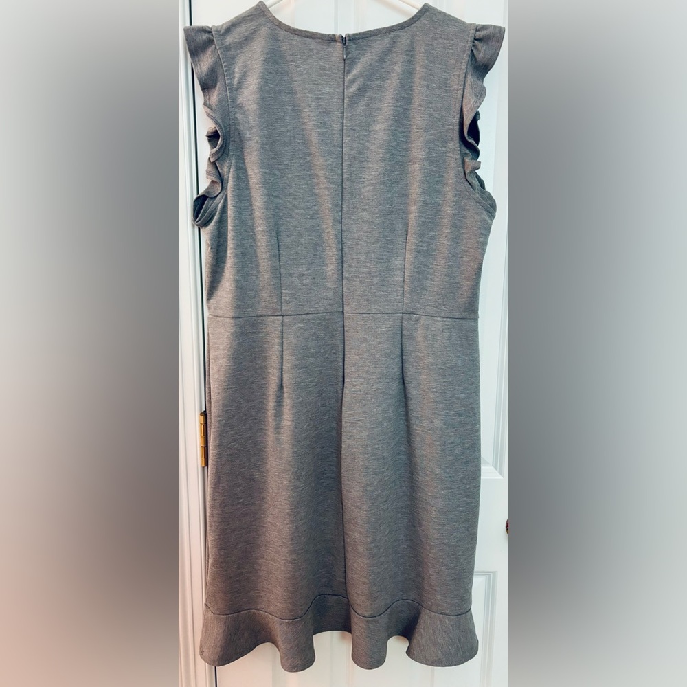 Old Navy Dress gray flutter sleeve knit ruffled hem zipper XL business casual - Picture 3 of 5